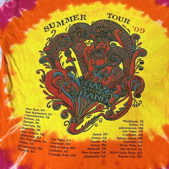 Dave Matthews Band 2009 Tour Tie Dye Concert T-Shirt Vintage Rock Band Tee - Picture 8 of 10